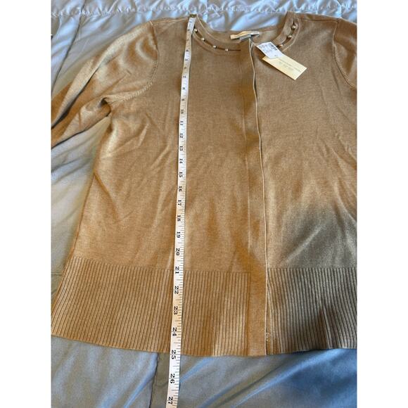 Christopher & Banks Women'sCardigan Camel Tan Pearl Neck NWT Medium - Picture 9 of 9